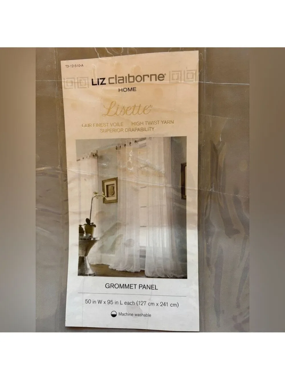 Liz Claiborne Grey Sheer Curtain Panel 50x95